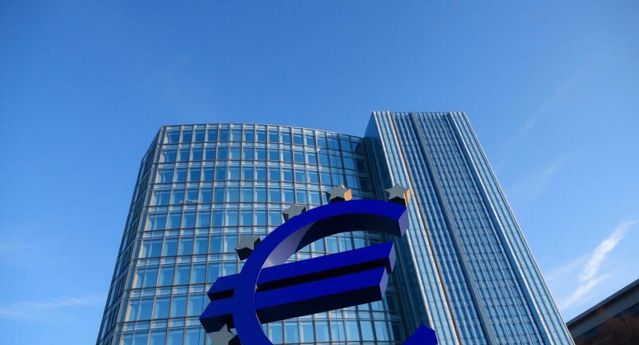 European Central Bank headquarters in Frankfurt on a clear day