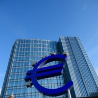 European Central Bank headquarters in Frankfurt on a clear day