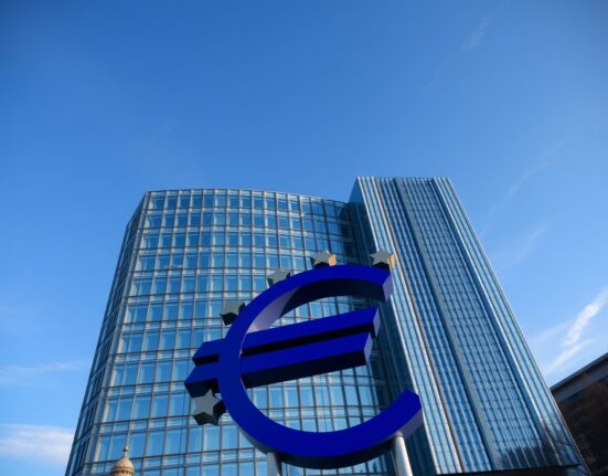European Central Bank headquarters in Frankfurt on a clear day