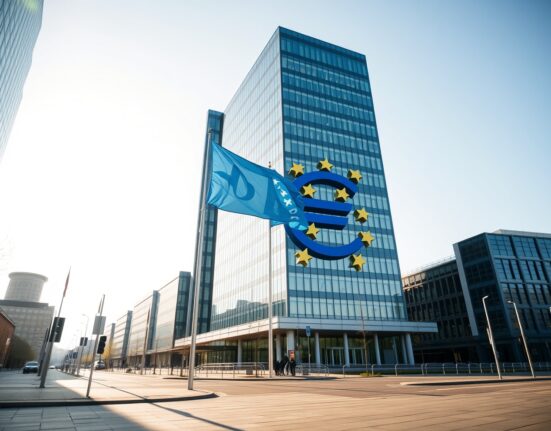 European Central Bank headquarters in Frankfurt facing stagflation challenges and policy division risks in 2025