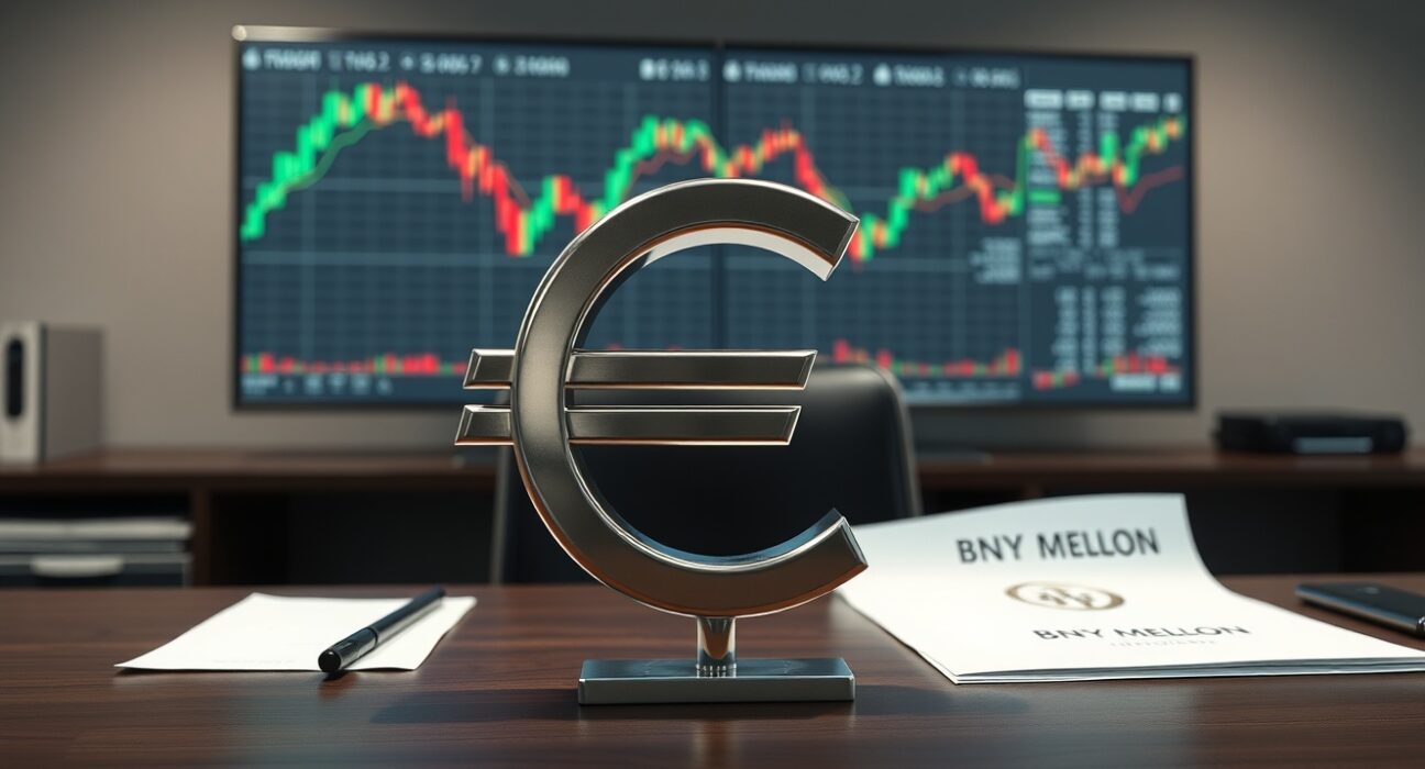 Euro currency symbol analysis with BNY Mellon report on ECB tightening risks and market confidence.