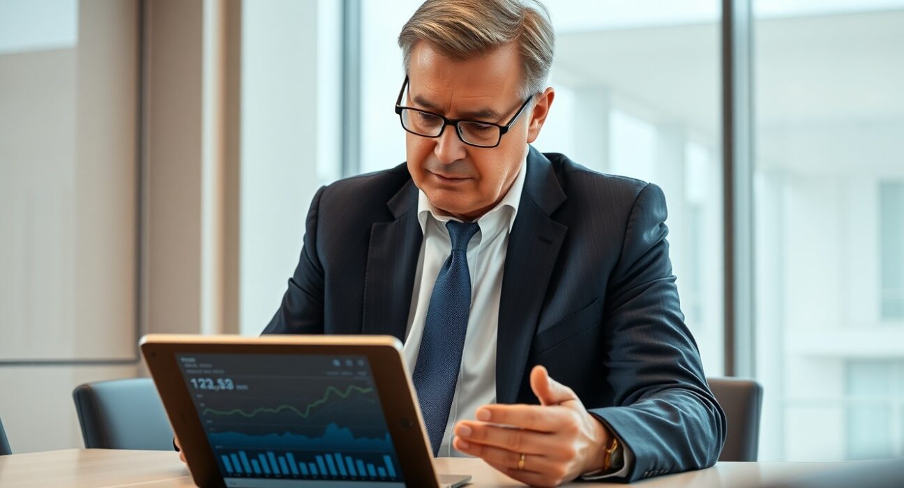 ECB's Pierre Wunsch analyzing economic data charts ahead of April monetary policy meeting