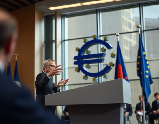 ECB board member speaking at press conference in Frankfurt about inflation target