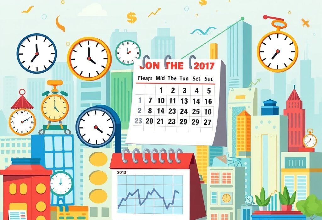 Cartoon illustration highlighting key economic events and their potential market impact this week.