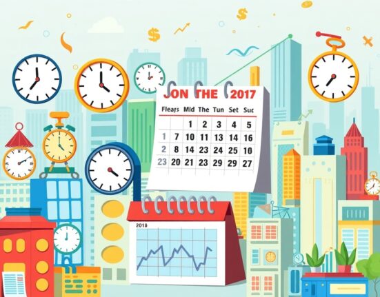 Cartoon illustration highlighting key economic events and their potential market impact this week.
