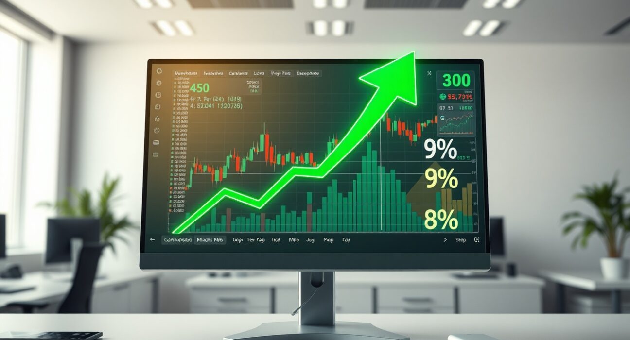 Professional cryptocurrency trading interface showing significant market gains during LBank Labs pre-market session