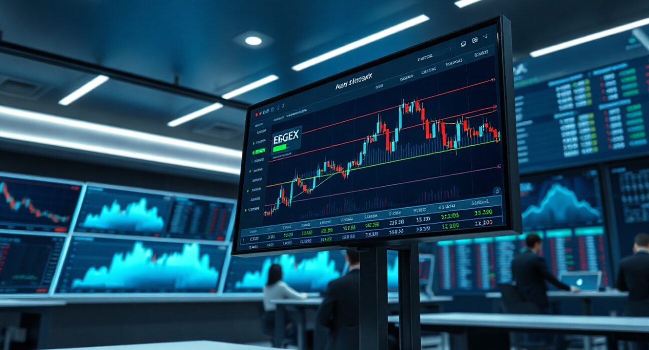 EdgeX trading platform screens displaying cryptocurrency charts and order books in a professional trading environment