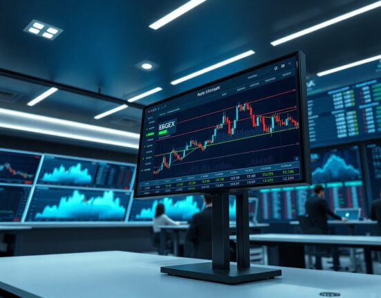 EdgeX trading platform screens displaying cryptocurrency charts and order books in a professional trading environment