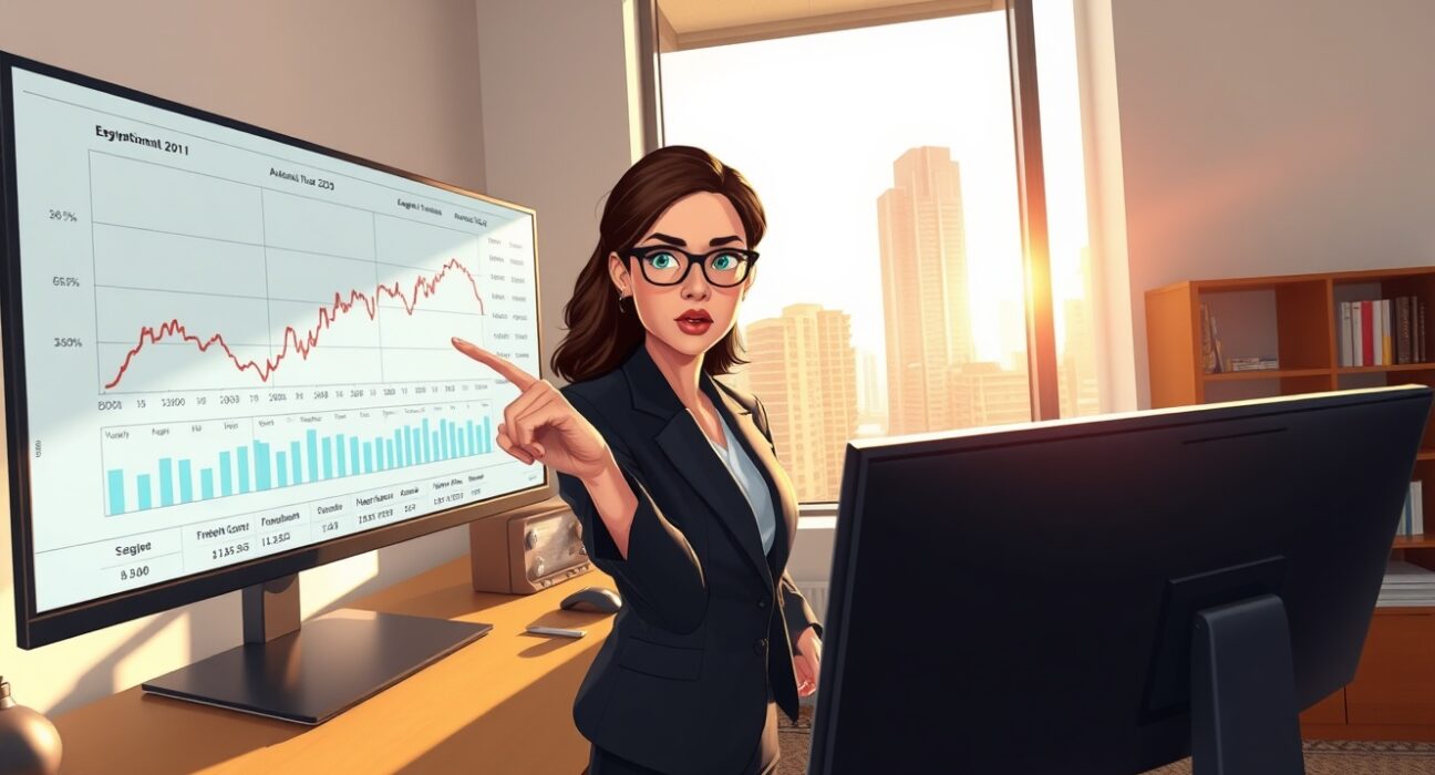 Egyptian economist analyzing inflation data charts showing concerning upward trends in Cairo office