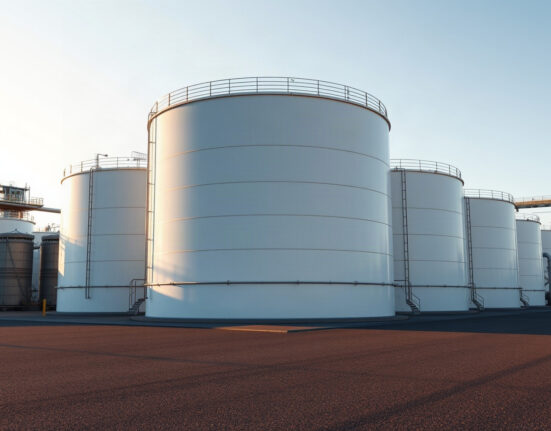 Heating oil storage tanks at a fuel depot, illustrating EIA inventory data