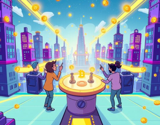 A vibrant cartoon illustrating the revolutionary overhaul of EIGEN token incentives within a dynamic blockchain ecosystem.