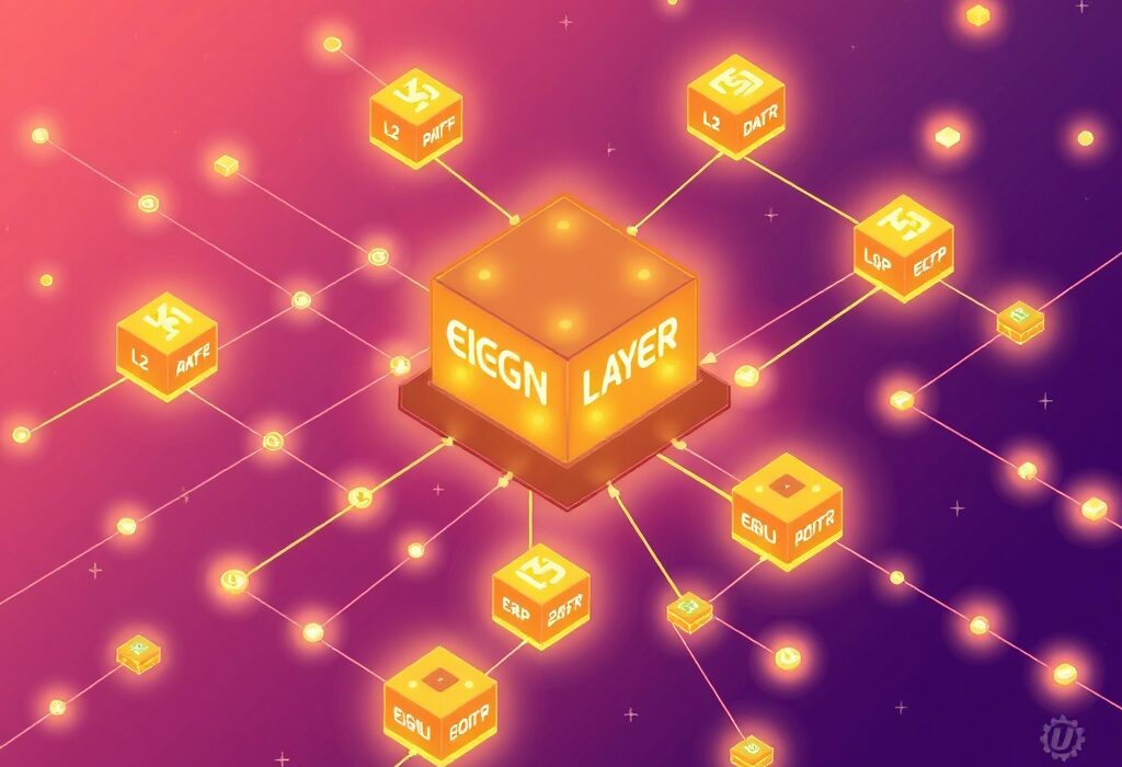 Illustration of EigenLayer's multi-chain verification securely connecting diverse blockchain networks, symbolizing expanded AVS deployment.