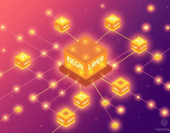 Illustration of EigenLayer's multi-chain verification securely connecting diverse blockchain networks, symbolizing expanded AVS deployment.