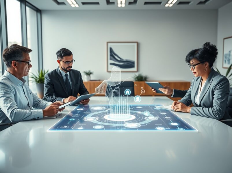 Eightco boardroom meeting discussing strategic cryptocurrency and AI investments.