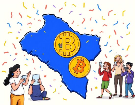 A cartoon showing El Salvador celebrating four years of its bold El Salvador Bitcoin legal tender journey.