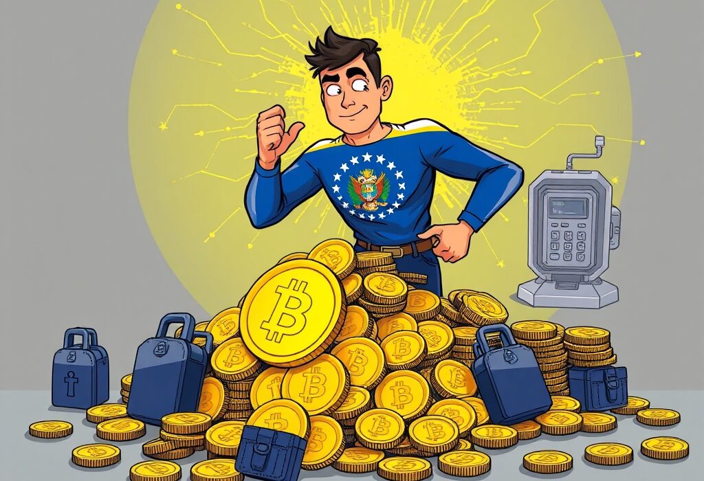 El Salvador Bitcoin distribution strategy to enhance security against future threats, showing coins divided into multiple secure wallets.
