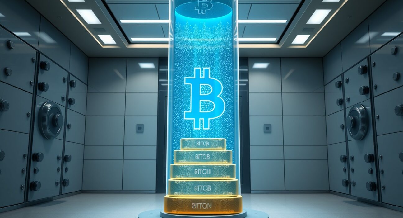 El Salvador's growing national Bitcoin reserves symbolized in a secure treasury setting.