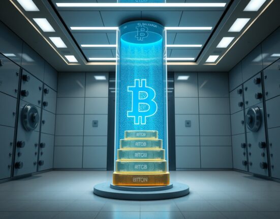 El Salvador's growing national Bitcoin reserves symbolized in a secure treasury setting.