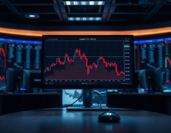 Digital display showing a sharp decline in ELIZAOS token price on a trading screen