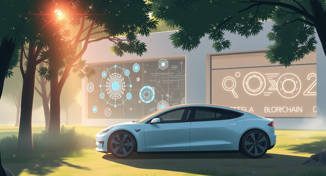 Conceptual art representing Elon Musk's OpenAI ICO proposal merging artificial intelligence and blockchain technology.