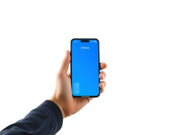 Smartphone displaying the X Money app interface, representing Elon Musk's new financial service launch.