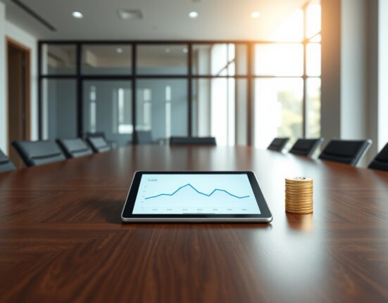 Corporate Bitcoin sale strategy showing digital asset conversion to traditional finance on boardroom table