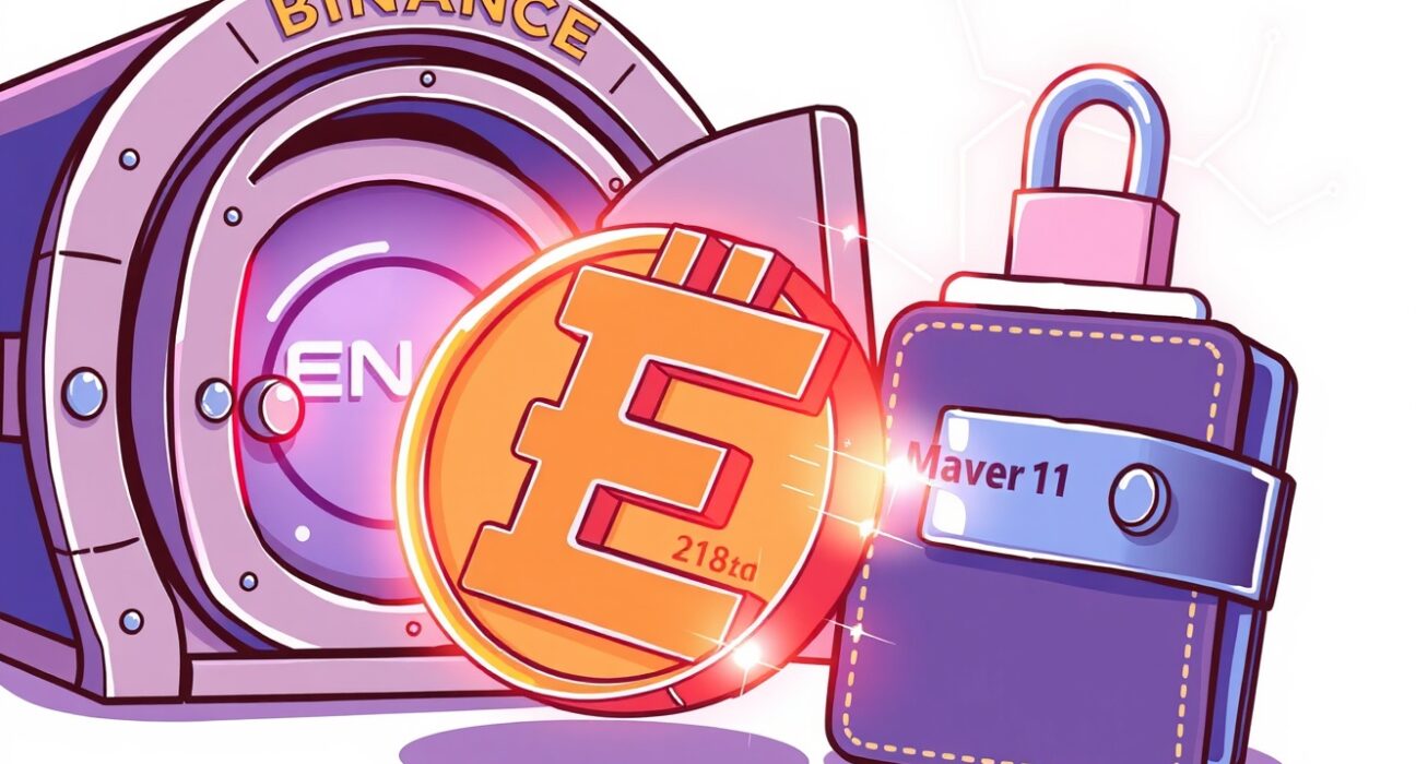 Illustration of a significant ENA withdrawal, showing digital tokens moving from an exchange to a venture capital firm's wallet, highlighting strategic crypto asset management.