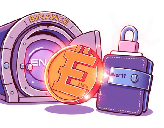 Illustration of a significant ENA withdrawal, showing digital tokens moving from an exchange to a venture capital firm's wallet, highlighting strategic crypto asset management.