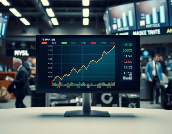 Financial market dashboard showing steady equity charts amid oil and rate concerns