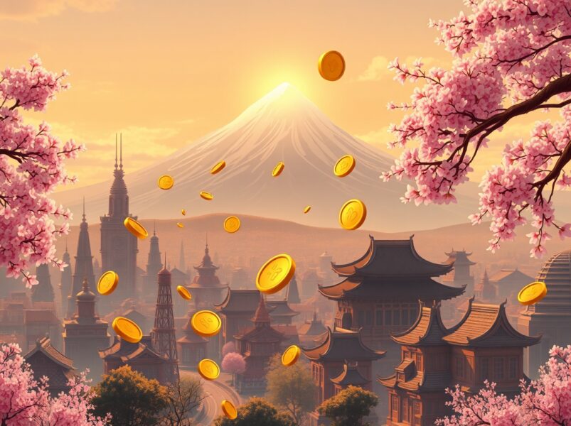 Conceptual Ghibli-style art representing Eric Trump's optimistic Bitcoin price prediction reaching new heights.