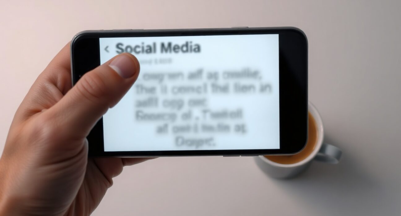 Smartphone displaying a blurred social media post with digital glitch effect, representing AI manipulation allegations.