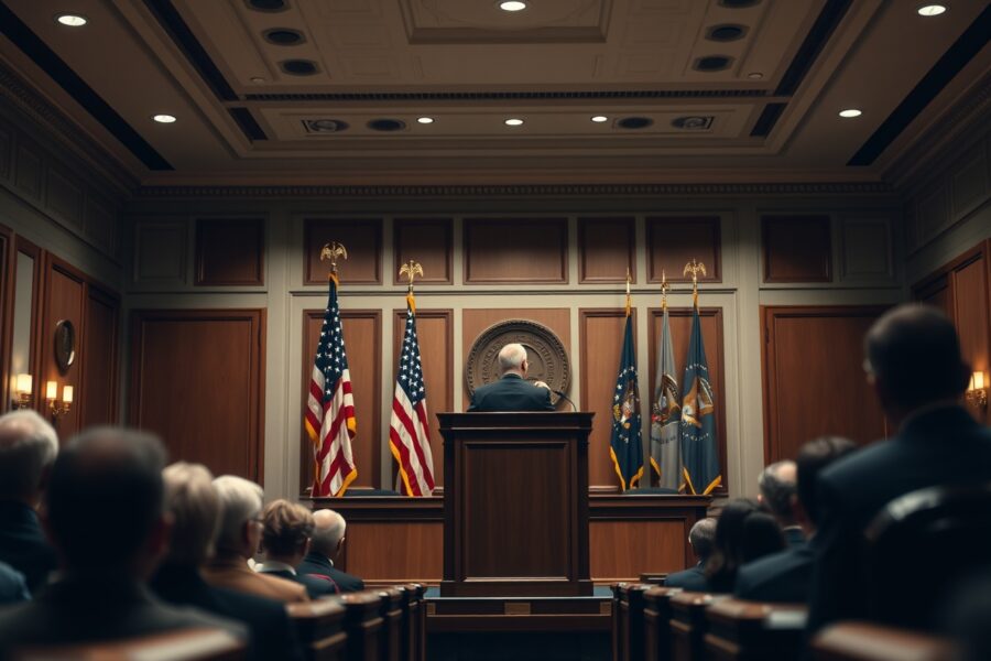 Former Defense Secretary Mark Esper at a hearing, emphasizing the CLARITY Act as a national security measure.