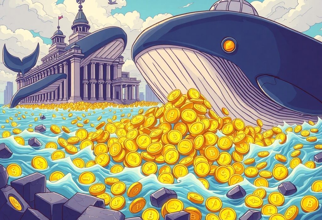 A cartoon image illustrating significant ETH accumulation by large investors, signifying strong market confidence in Ethereum.
