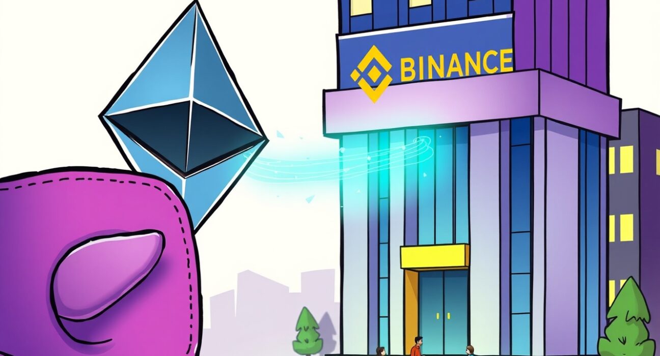 Illustration of a significant ETH deposit to Binance, signaling potential market movement and investor activity.