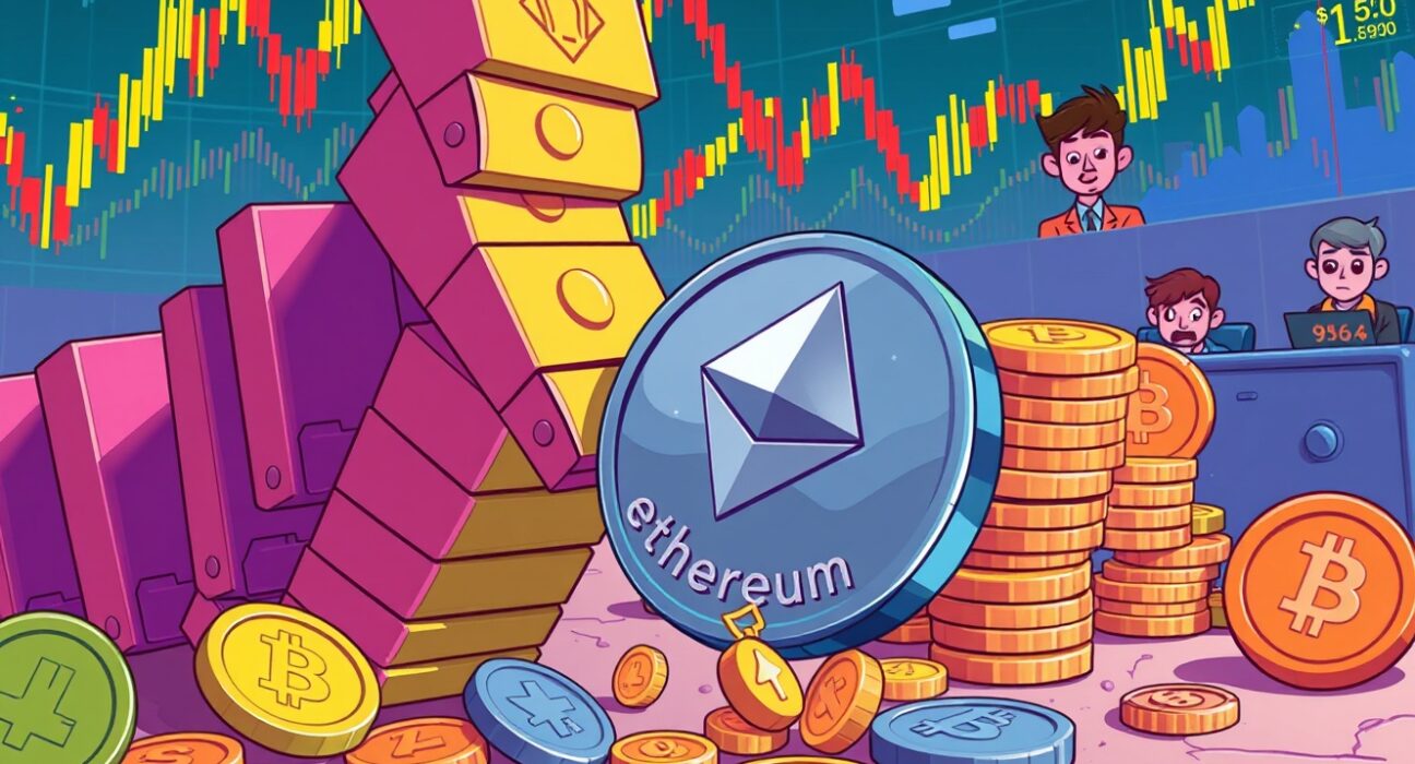 Ethereum leading massive crypto liquidations as digital coins cascade downward in market turmoil