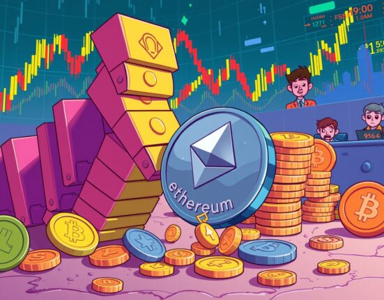 Ethereum leading massive crypto liquidations as digital coins cascade downward in market turmoil