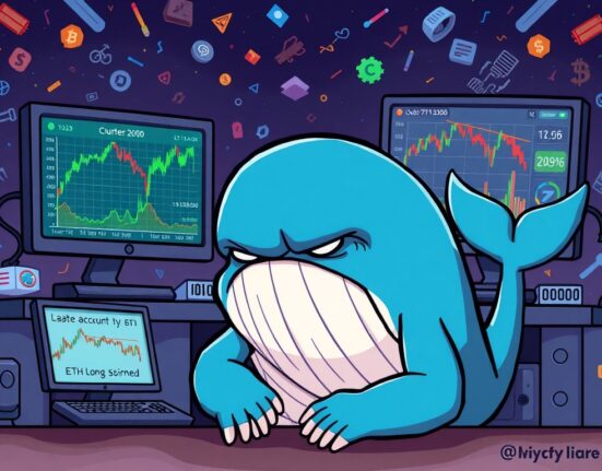 An illustration of a determined crypto whale immediately re-entering a large ETH long position after a significant trading loss, highlighting the high-stakes nature of leveraged crypto trading.