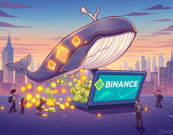 An ETH staking whale transferring a significant amount of Ethereum to a crypto exchange, illustrating major market movement.