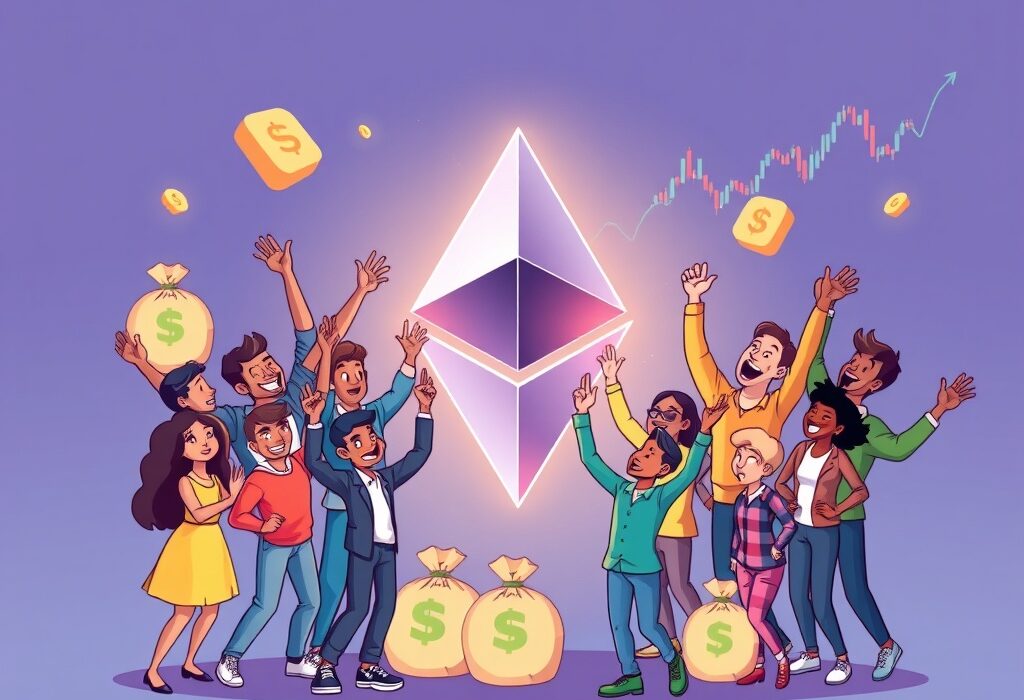 An illustration symbolizing ETH Strategy's successful $46.5 million raise, highlighting its impact on leveraged Ethereum exposure and future growth.