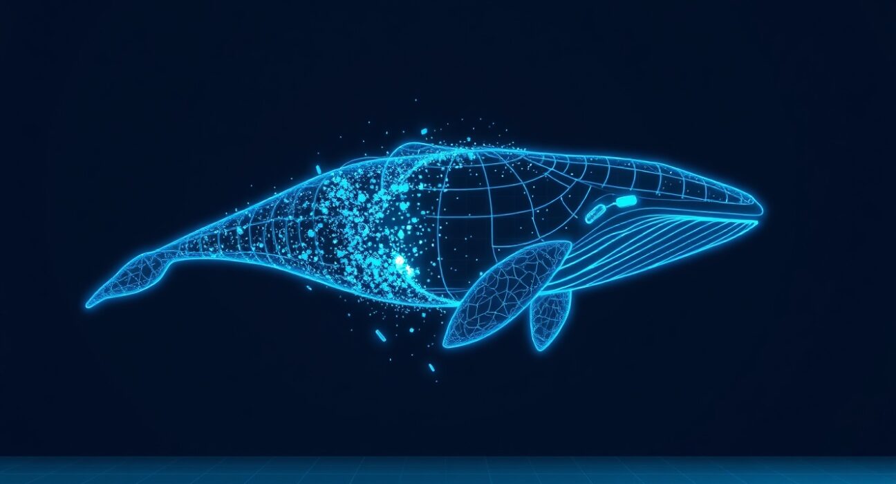Conceptual image of an ETH whale's leveraged position dissolving, representing a $22 million loss.