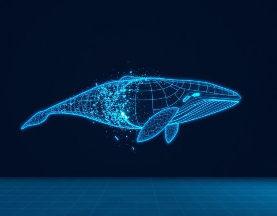Conceptual image of an ETH whale's leveraged position dissolving, representing a $22 million loss.