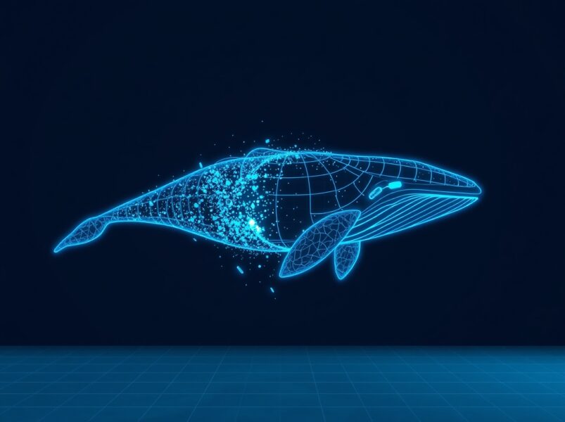 Conceptual image of an ETH whale's leveraged position dissolving, representing a $22 million loss.