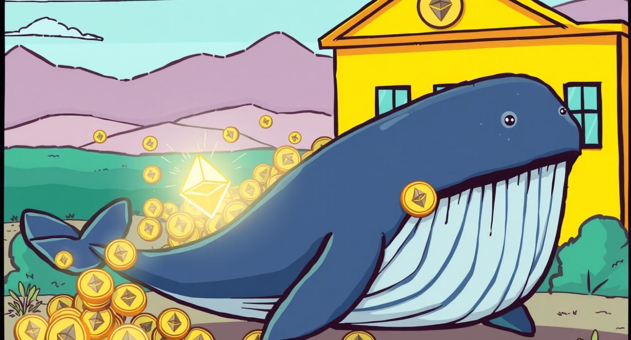 A mysterious ETH whale moving a large sum of Ethereum from Binance, illustrating a significant ETH whale withdrawal and market impact.
