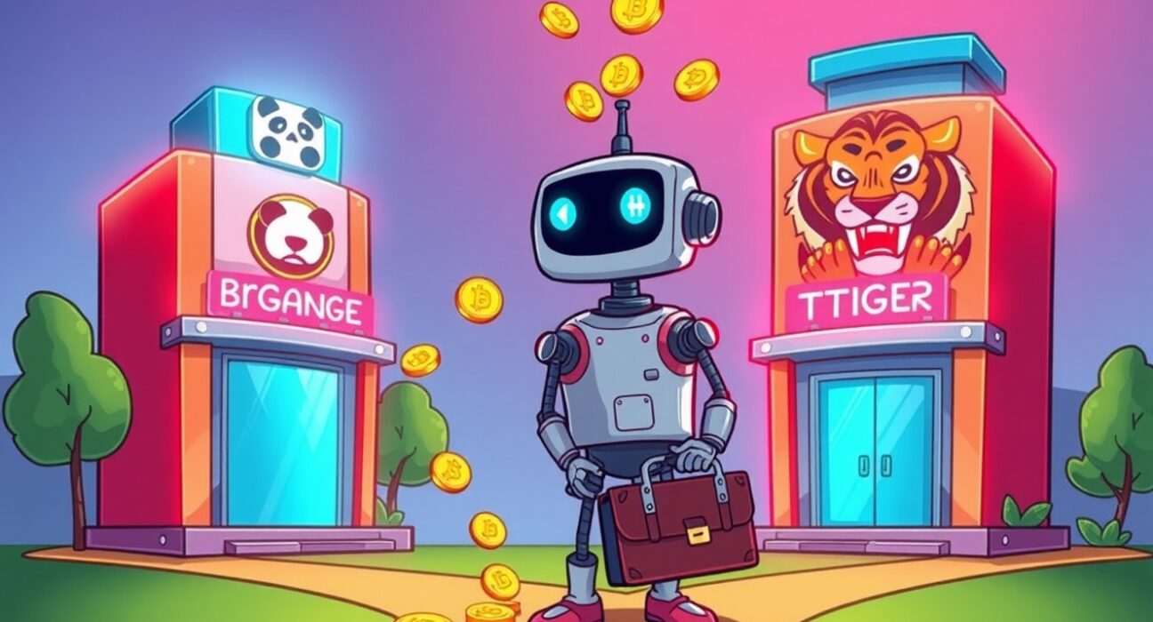 Cartoon illustration of an Ethena AAVE deposit transaction to cryptocurrency exchanges.