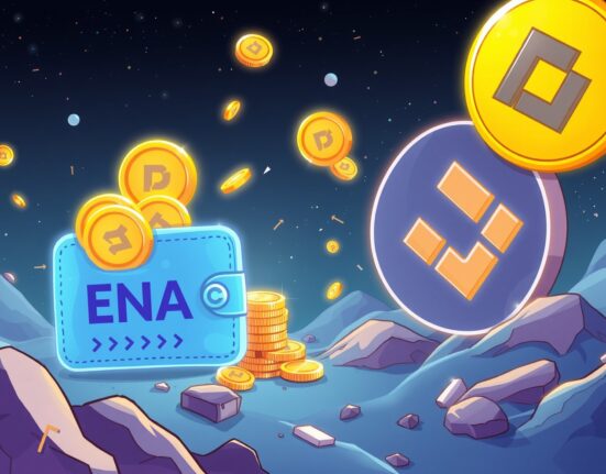 Cartoon illustration depicting a significant Ethena ENA token deposit by a market maker to a major exchange, highlighting market activity and liquidity for Ethena ENA.
