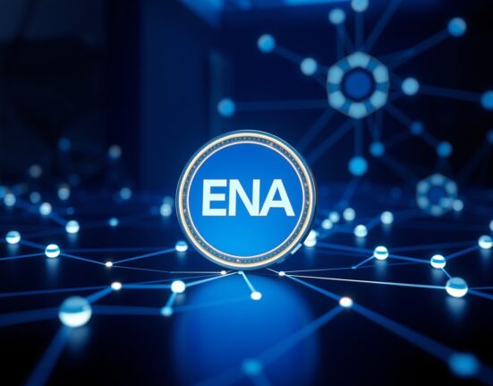 Ethena ENA token being integrated into Solana blockchain network with glowing nodes