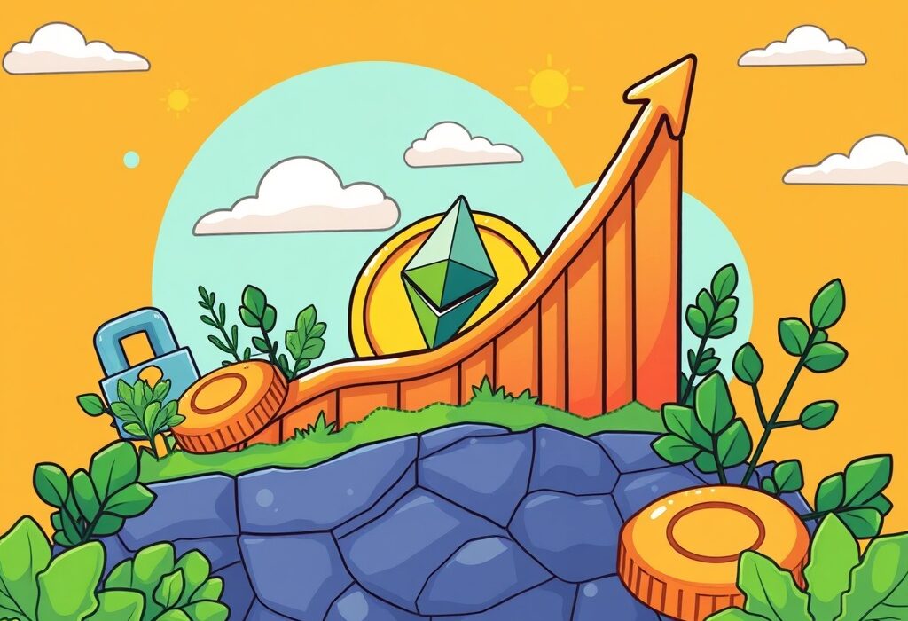 Cartoon illustration symbolizing the phenomenal Ethena TVL growth and its impact on DeFi stability.