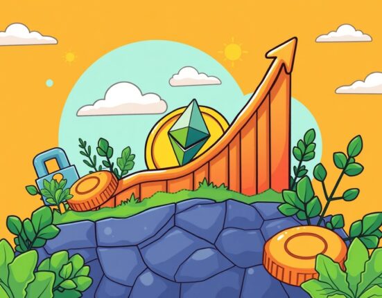 Cartoon illustration symbolizing the phenomenal Ethena TVL growth and its impact on DeFi stability.