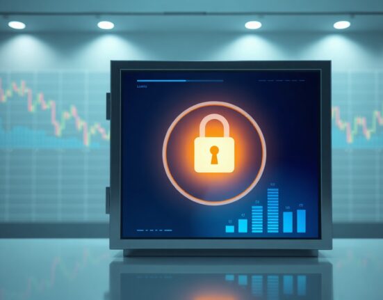 Digital vault interface with secure lock icon representing Ether.fi and Plume RWA vault partnership.