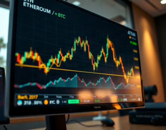 Ether price chart showing golden cross signal versus bitcoin